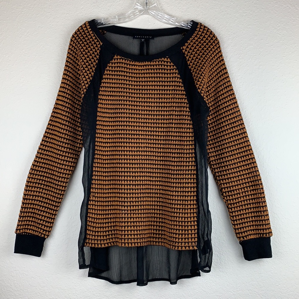 NWOT Sanctuary Knit Chiffon Combo Long‎ Sleeve Top